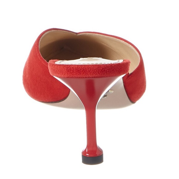 Prada Suede Pointy Toe Mule Red - Picture 6 of 13